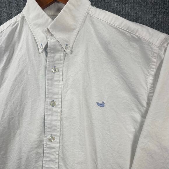 Southern Marsh Button Down Dress Shirt Men's M White/Blue Flip Cuff Dressy - Picture 2 of 11